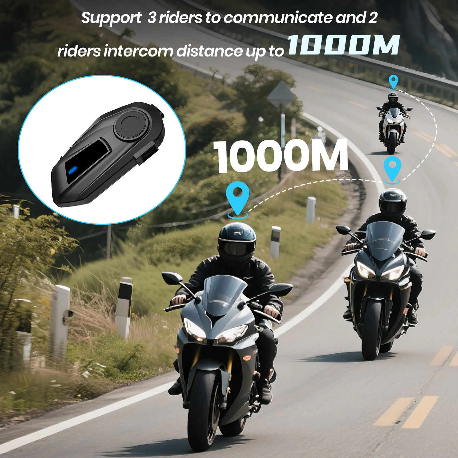 BT-S6 Motorcycle Bluetooth-Compatible Helmet Headset Intercom Waterproof Multi Interphone  1000M Intercomunicador  Music Sharing