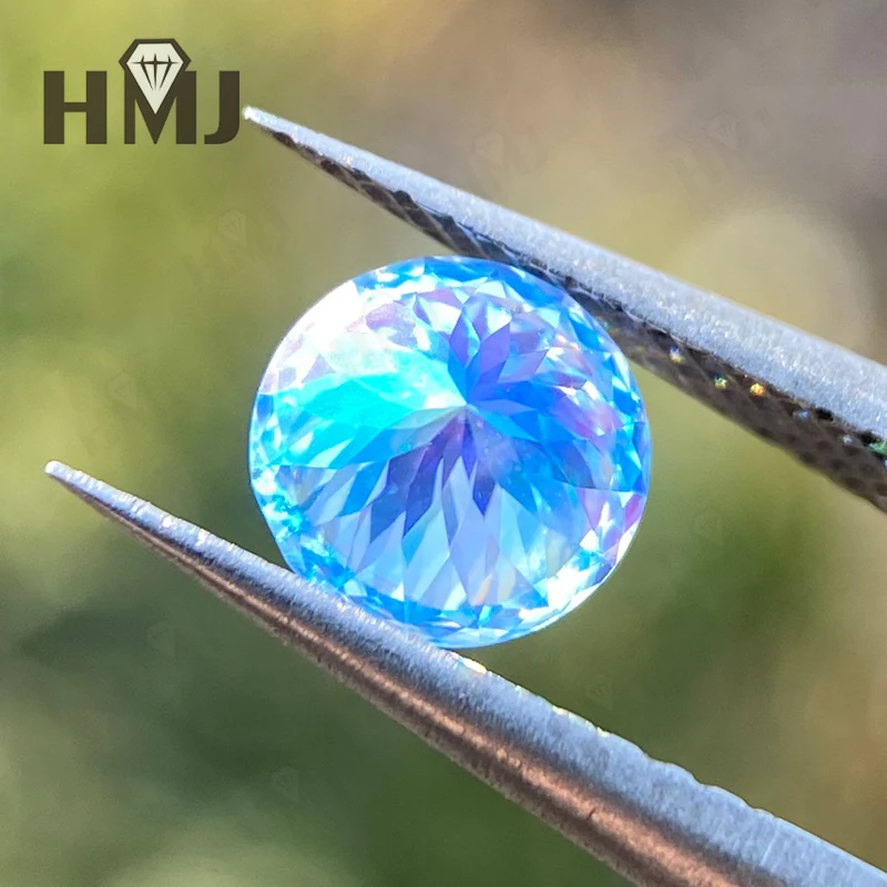 Moissanit-Diamant, mehrfarbig, rund, 100 Facetten, mit GRA-Zertifikat, DIY-Ring, Halskette, Ohrringe für die Schmuckherstellung, Großhandel – Detail 7