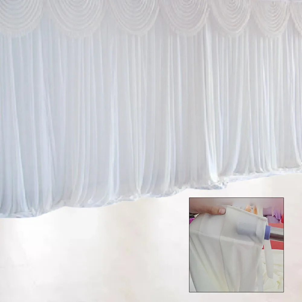 Elegant White Wedding Backdrop Curtain Ice Silk Fabric