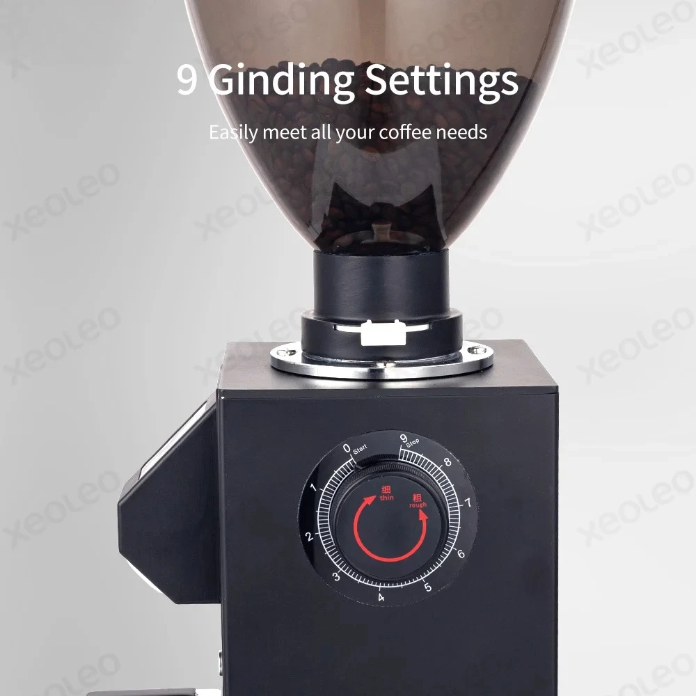64mm Flat Burrs Commercial Espresso Coffee Grinder, Quantitative Stainless‑Steel Electric Coffee Bean Grinder for Cafe Use