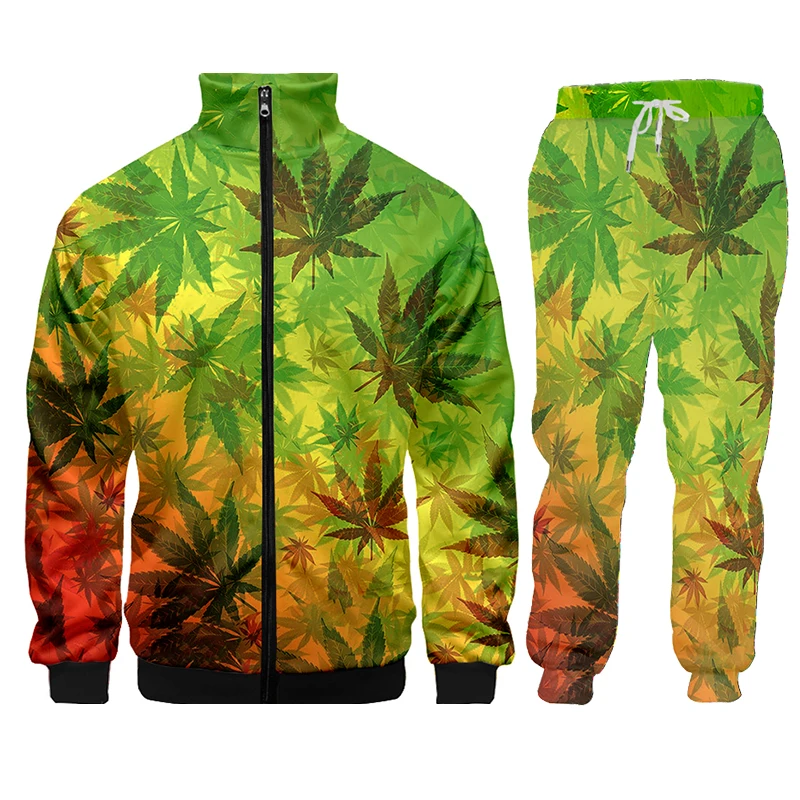Leaf Weeds 3D Printed Men's Hooded Pants Sweater Set Men's Sportswear Tracksuit Long Sleeve Men's Clothing Suit Autumn Winter