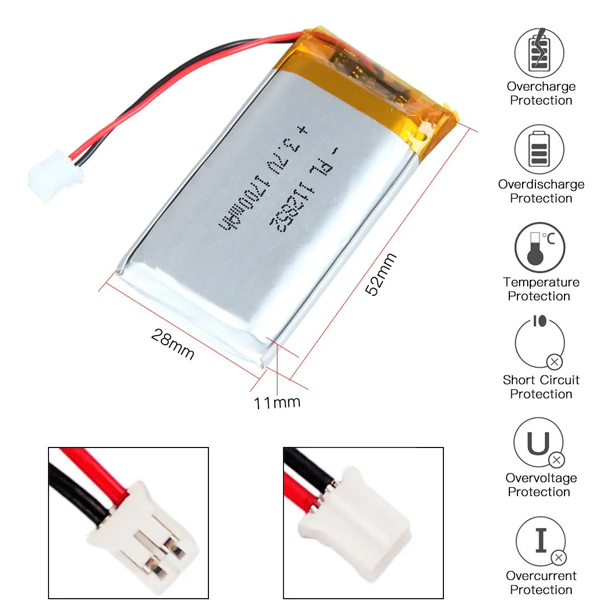 3.7V 1700MAh Sạc 112852 Pin Lipo