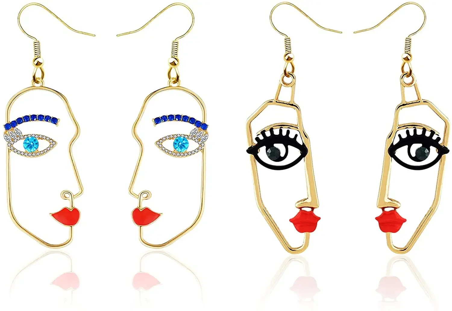 Hollow Human Face Earrings for Women Girls Abstract Art  Earring 2PC Hypoallergenic Dangle   Contour Jewelry