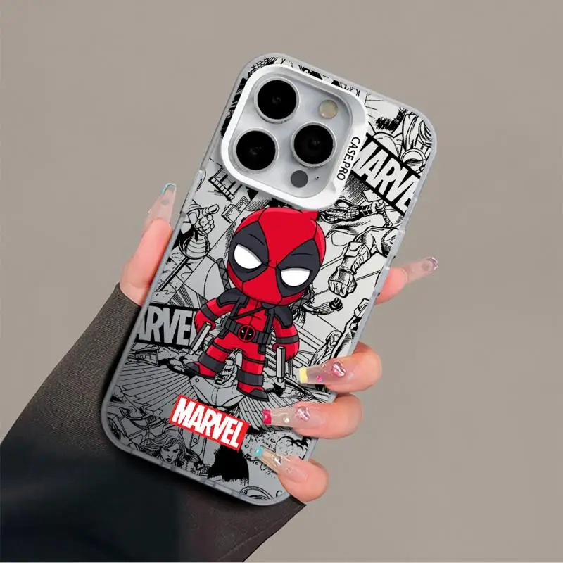 Cartoon Deadpool SpiderMan Case for Apple iPhone 11 13 15 Pro Max 14 Plus 12 Mini Back Phone Cover Shockproof Protective Funda