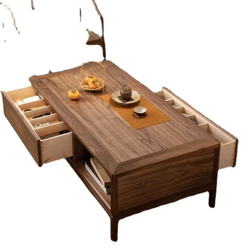 

New Chinese coffee table black walnut solid wood square tea table, tea table table combination