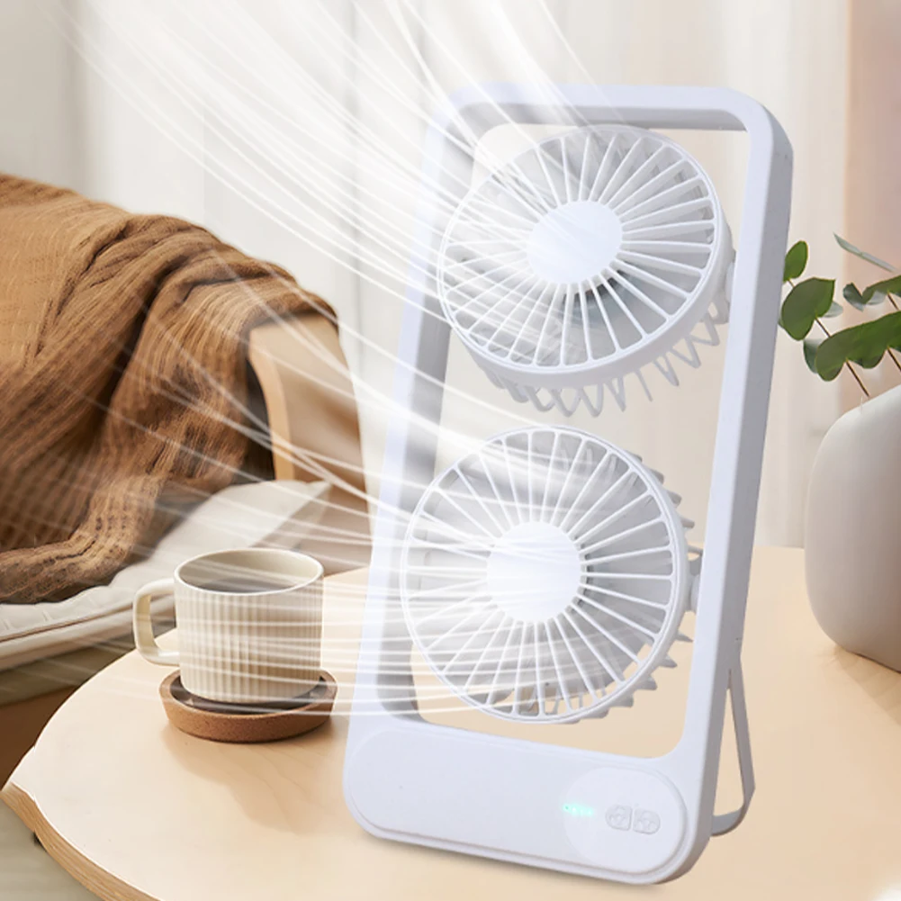 

1pcs Desktop High Wind Fan Double Head Portable Tilt Folding Personal Fan Ultra Quiet Table Fan For Home Office Circulation