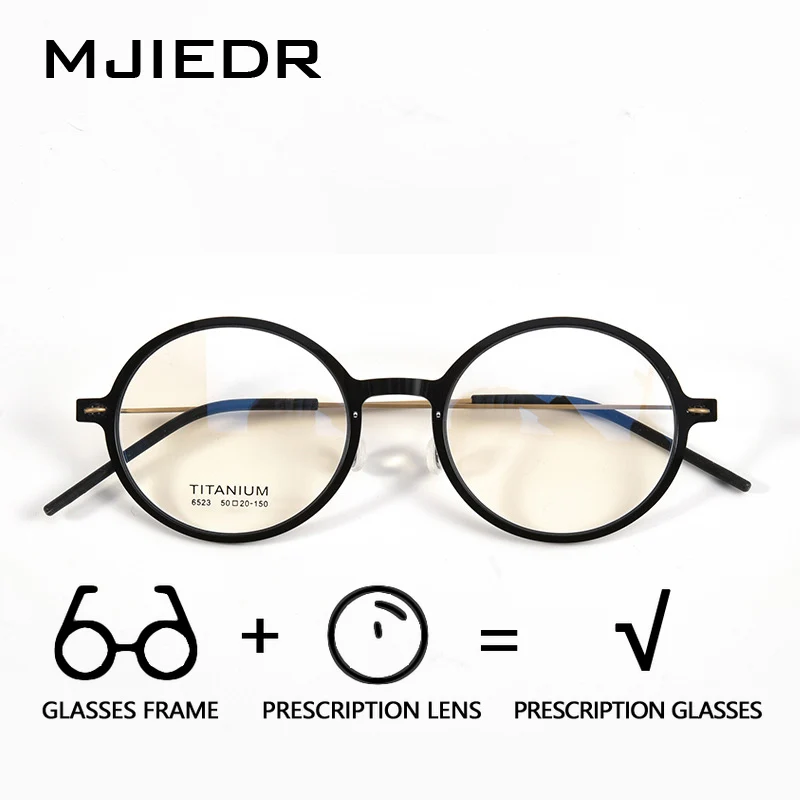 MJIEDR Pure Titanium Progressive Prescription Glasses Men Retro Round Multifocus Optical Eyeglasses Hyperopia Spectacles Myopia