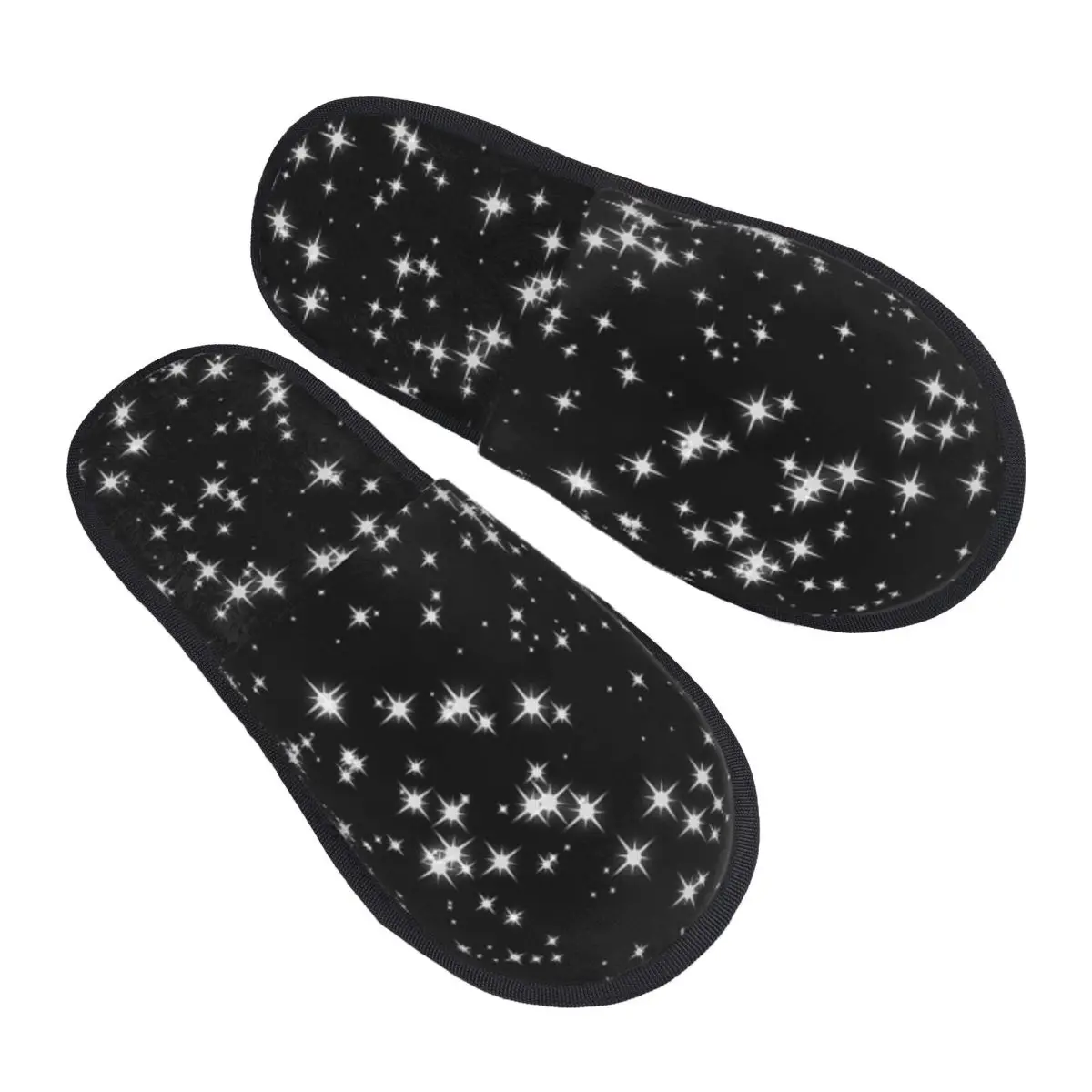 Custom Sparkling Starry Night Effect 4 Slippers Memory Foam Warm Soft Women House Slipper Indoor Comfy Shoes