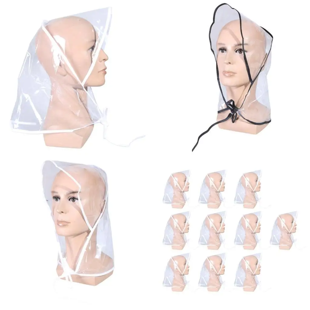 R1WE PVC Rain Hat for Rainy Weather Condous Outdoor Use Clear Hood