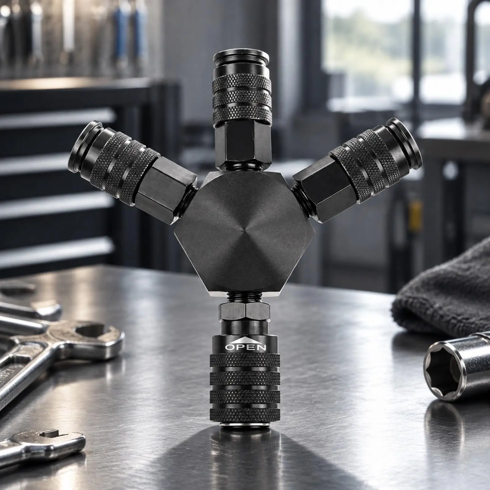 Self Locking Quick Connector 1/4 NPT Aluminum Pneumatic Air Coupler Push to Connect Fitting for Tool Air Supply