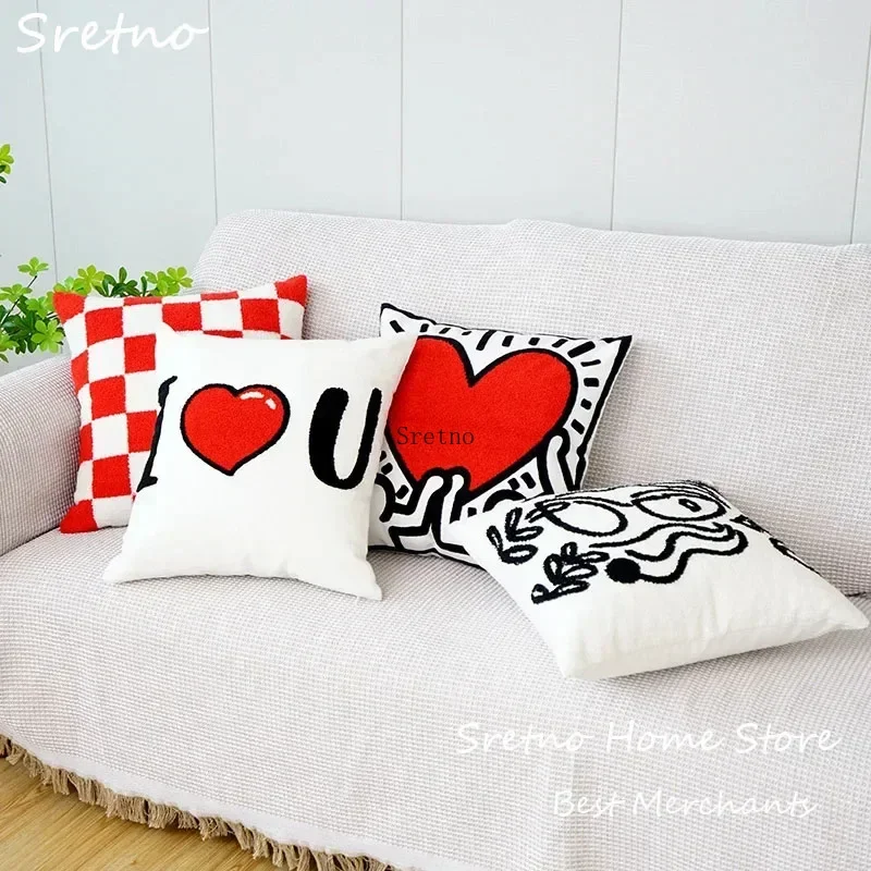 

Plush Pillowcase Love Embroidered Cushions Cover Sofa Living Room Decoration Cushion Cover Regalos Personalizados Funda Cojin