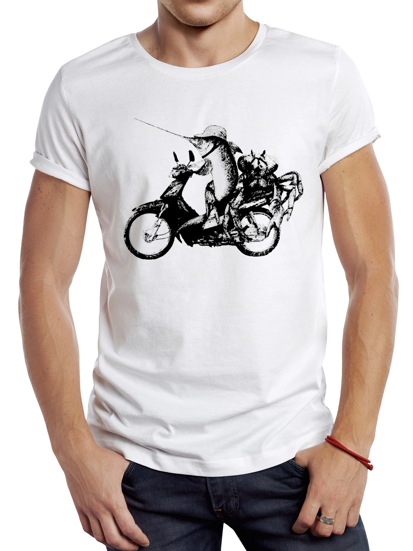 

FPACE Retro Armed Ride Bicycle Printed Men T Shirt Short Sleeve Casual Funny Rider T-shirt Sport Tops Graphic Streetwear