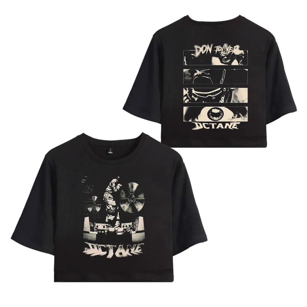 Don Toliver Vintage 90s Crop Top Exposed Navel Funny T-Shirt Oversize O-Neck Tops Tshirt Top Women