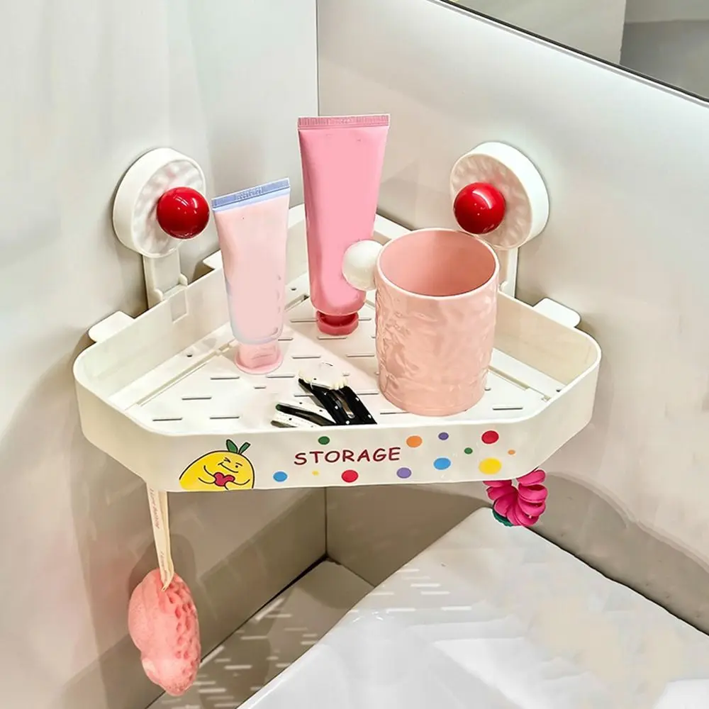 

Plastic Suction Cup Triangle Storage Rack Punch Free Detachable Corner Storage Shelf Wall Mounted Reusable Shower Shampoo Rack