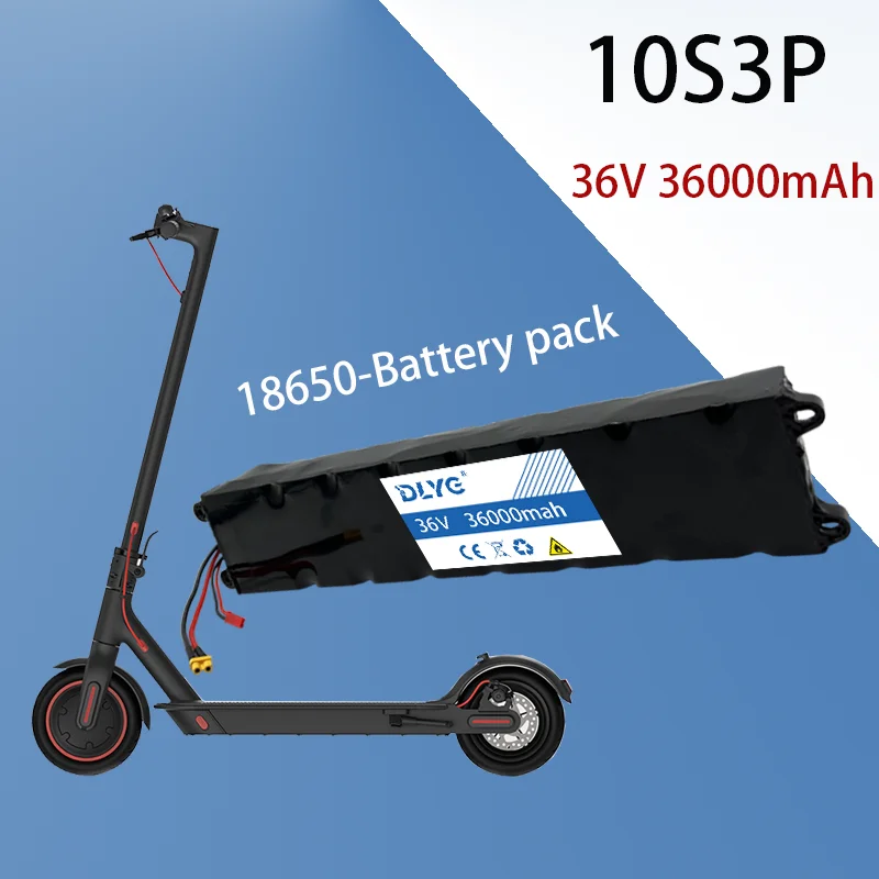 36V 10S3P 36ah 500W High Power 18650 Lithium Rechargeable Lithium Battery for Bikes Scooter Electric Vehicle with BMS XT30 XT60