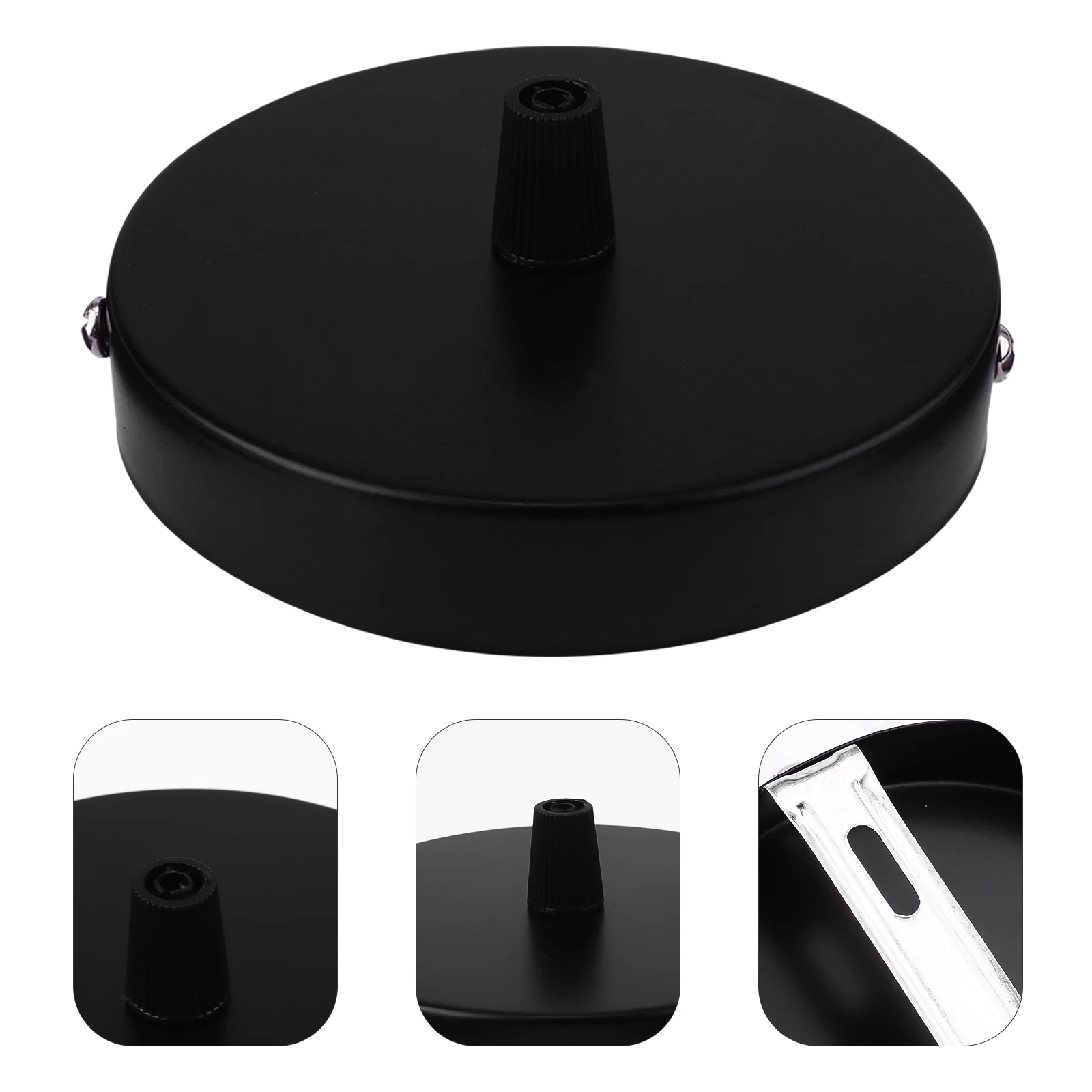 

2pcs Pendant Lamp Base Durable Steel Plating Chandelier Bracket Ceiling Light Base Long Lasting Easy Install Round Bottom DIY