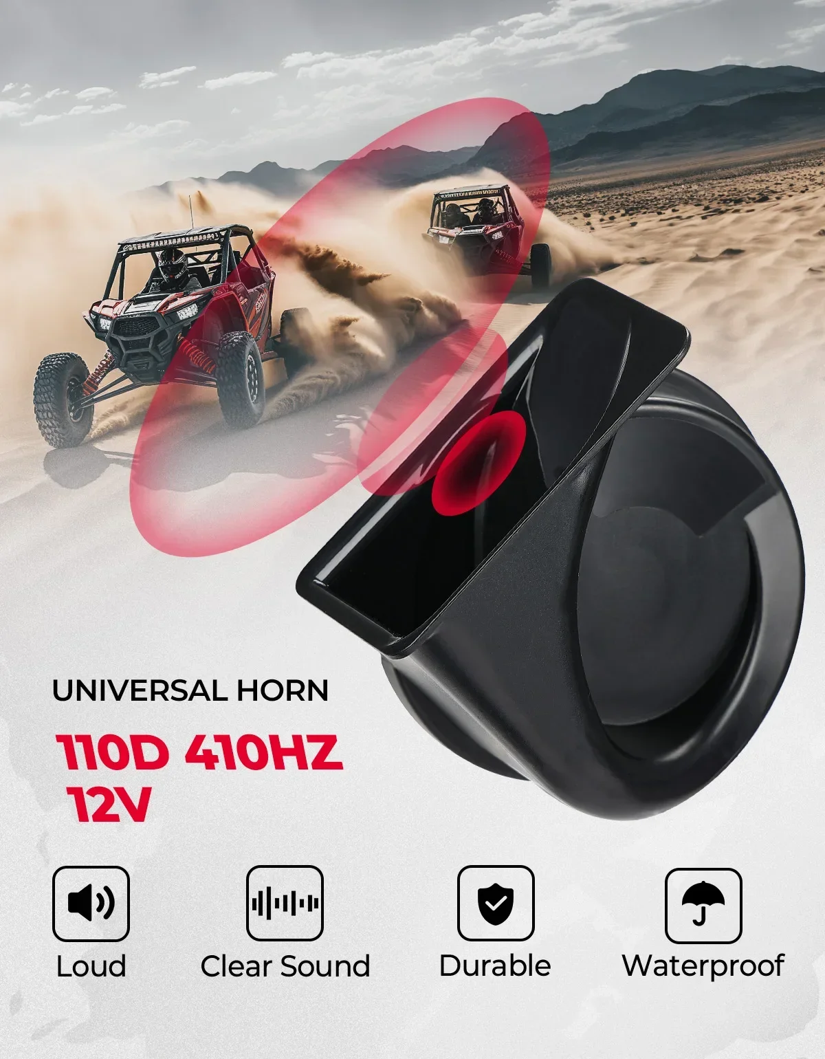 Universal UTV ATV Turn Signal Kit With Rocker Switch & 110dB Horn Compatible With Polaris RZR PRO XP For Can-Am Maverick X3