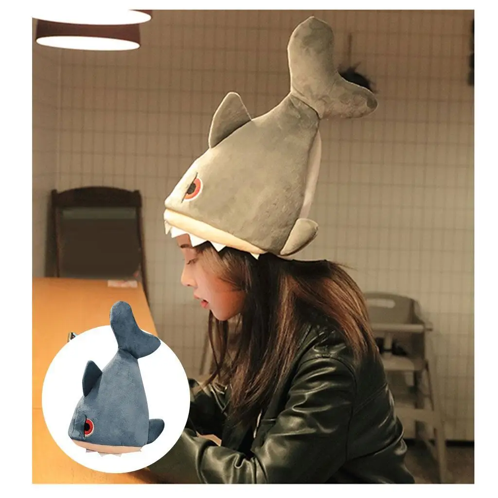 Funny Animal Party Shark Hat Costume Accessory Winter for Adults Photo Props Dacing Shark