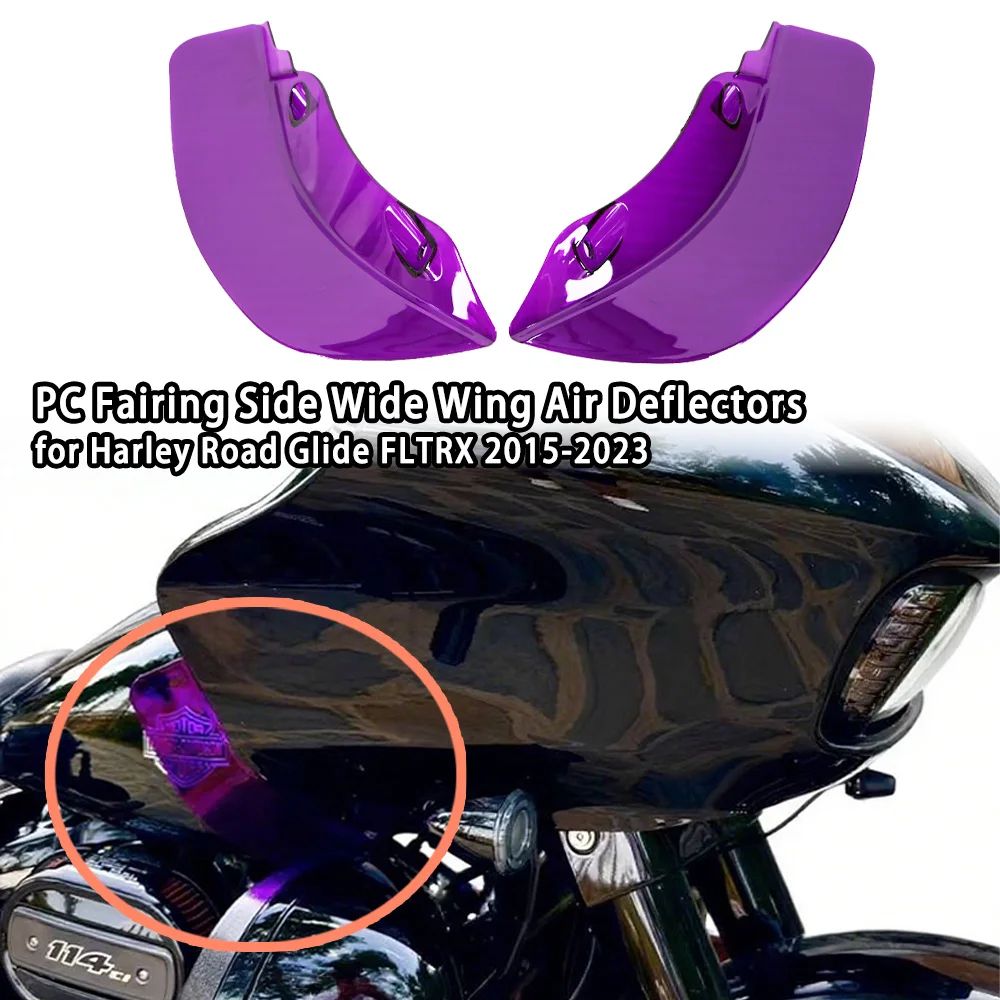 Motorcycle Accessories Colors PC Fairing Side Wide Wing Air Deflectors for Harley Road Glide FLTRX 2015-2023