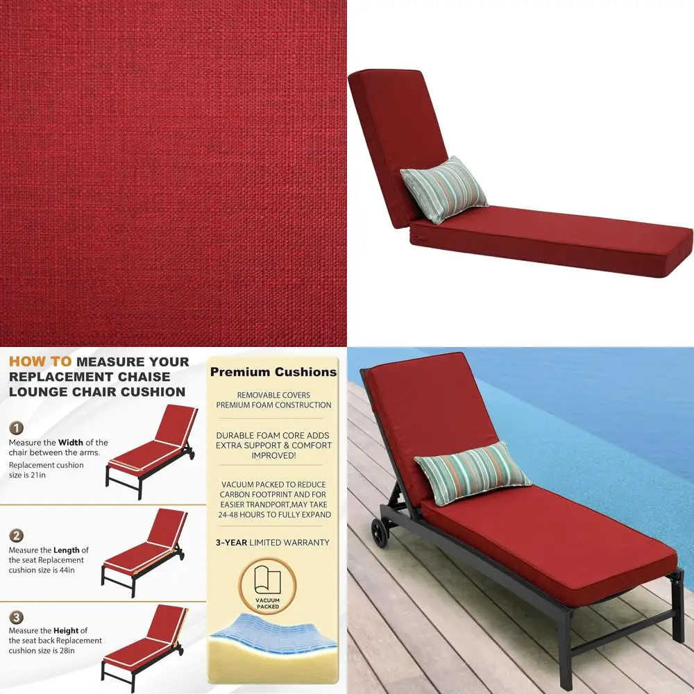 

Всепогодная подушка для уличного шезлонга со съемным, устойчивым к выцветанию чехлом и подушкой