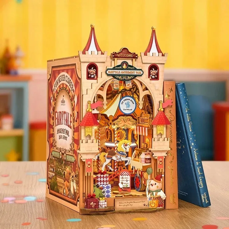 Original Robotime Fairytale Corner Amusement Park Book Nook DIY Assembly Model Toy Desktop Decoration Collectible Holiday Gift