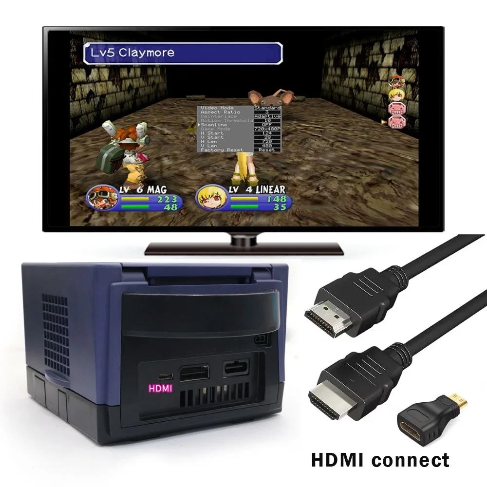 2025 내장형 HDMI 키트 (NGC 디지털 HDMI MOD 키트) 디지털-디지털 HDMI 모드 키트 (NGC 게임큐브 콘솔용) TV에서 플레이 가능