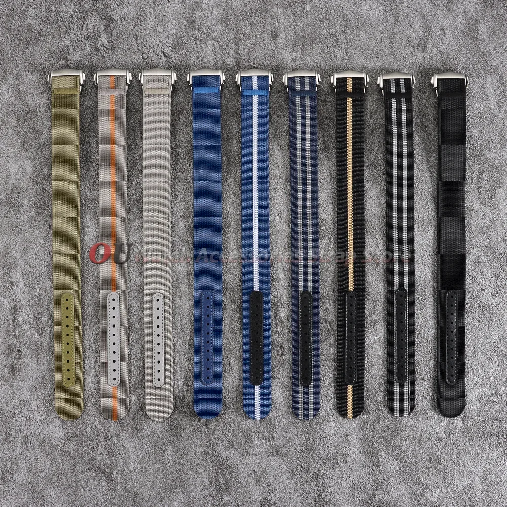 20mm 22mm Premium Ribbed Nylon Watch Band Canvas Strap for Omega for Swatch Men Sport Soft Deployant Clasp for Seiko Bracelets view 3