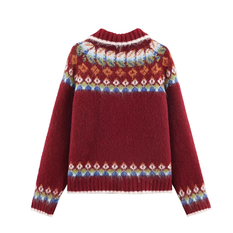 سترة نسائية عادية أنيقة من قماش الجاكار بسحاب مزدوج سترة منسوجة لخريف وشتاء 2025 مجموعة جديدة