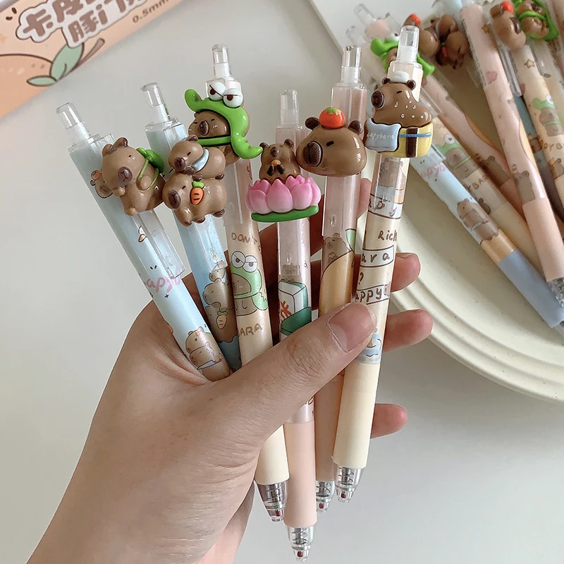 Kawaii Cartoon Capybara Black Ink Pen Quick Drying Gel Pen School Office Supplies Stationery Gift Students Cute Gel Pen