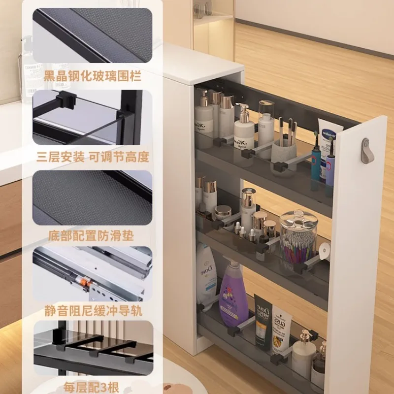 Pudding bathroom side cabinet narrow cabinet bathroom half wall partition cabinet