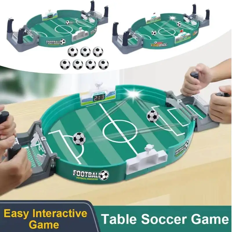 

Min Table Soccer Game Portable Desktop Football Board Game Soccer Tables Interactive Family Kids Sports Toy with 2/4/7 Footballs