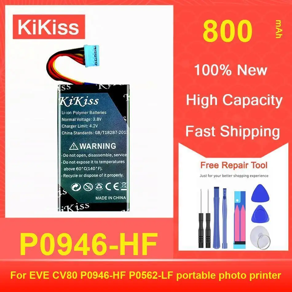 

Kikiss Battery 800Mah P0946-HF For EVE CV80 P0562-LF Portable Photo Printer