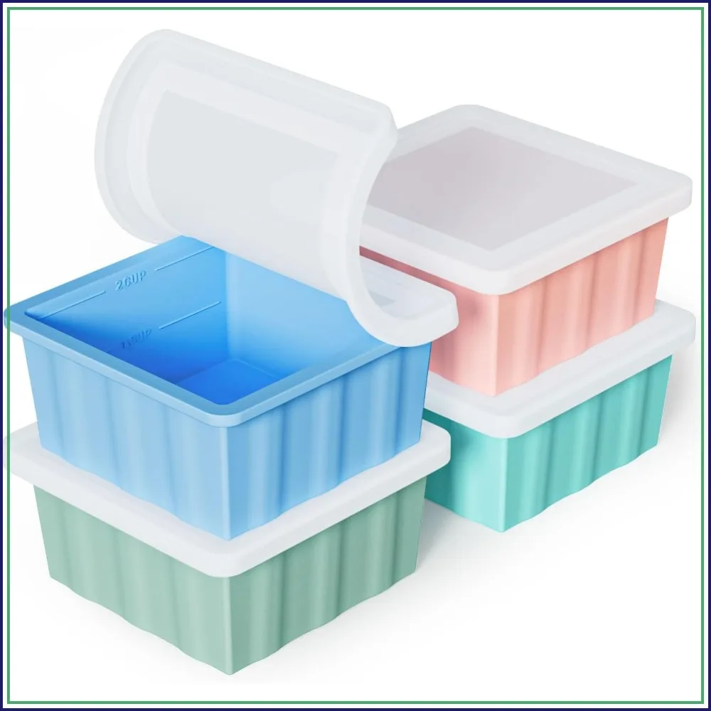 2-Cup Silicone Freezer Trays with Lids for Soup Ice Cubes, 4-Pack, Meal Prep Portion Control — купить у AliExpress WW