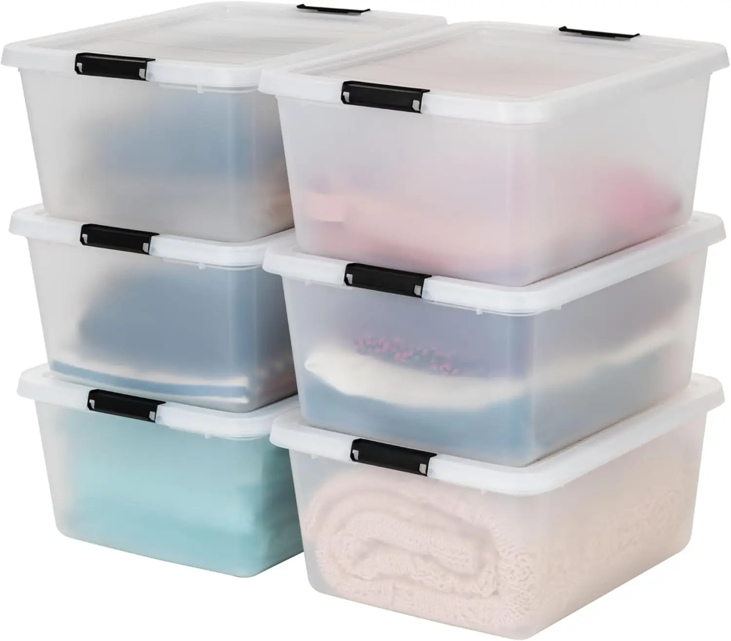 

Six Pack 18 Quart Clear Latching Craft Storage Bins for Home Office Classroom Art Supply Organization