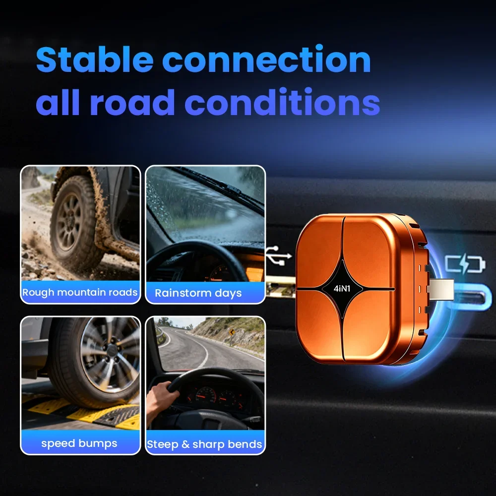 2026 CarRocket 4in1 New Carplay Adapter Wireless Android Auto Mirror Link Smart MiNi AI Box USB Plug and Play Auto Connect WiFi - view 4