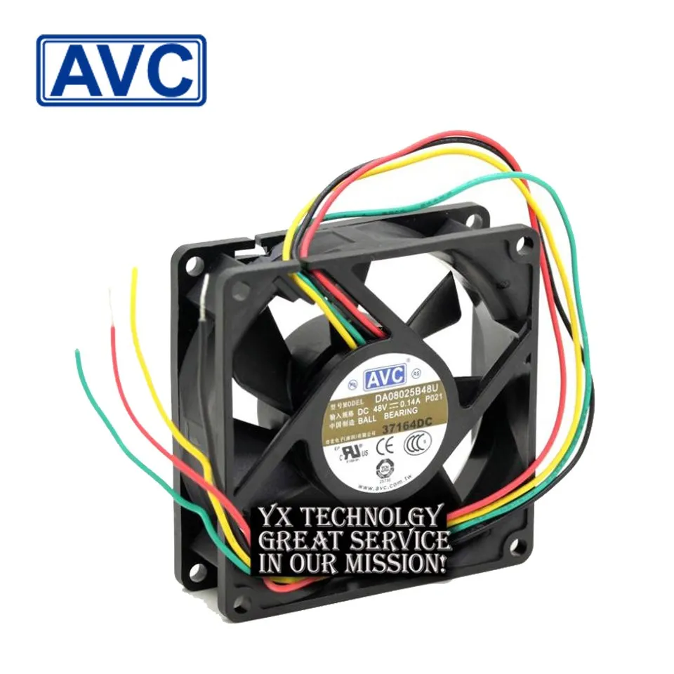 

For AVC P021 DC48V 0.14A 8cm 80mm DA08025B48U 4-wire server inverter industrial case cooling fan 80x80x25mm