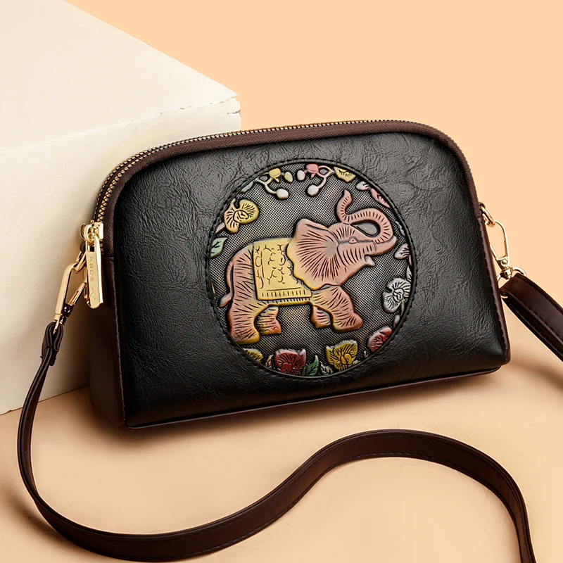 

Women Fashion 3D Elephant Print Shoulder Handbags Female Simple PU Leather Messenger Bag New Large Capacity Purse Crossbody Bags