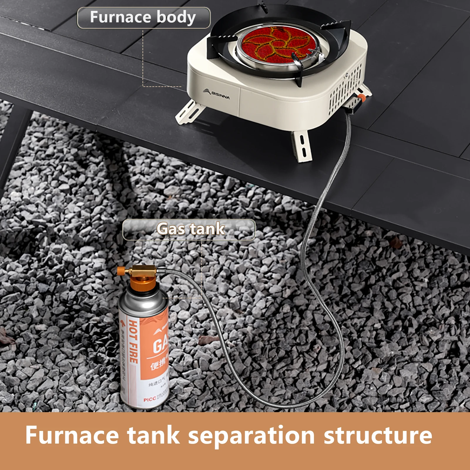 BISINNA التخييم موقد الأشعة تحت الحمراء المحمولة في الهواء الطلق موقد غاز خفيفة الوزن 3200 واط عالية الطاقة موقد نزهة التنزه لوازم التخييم #3