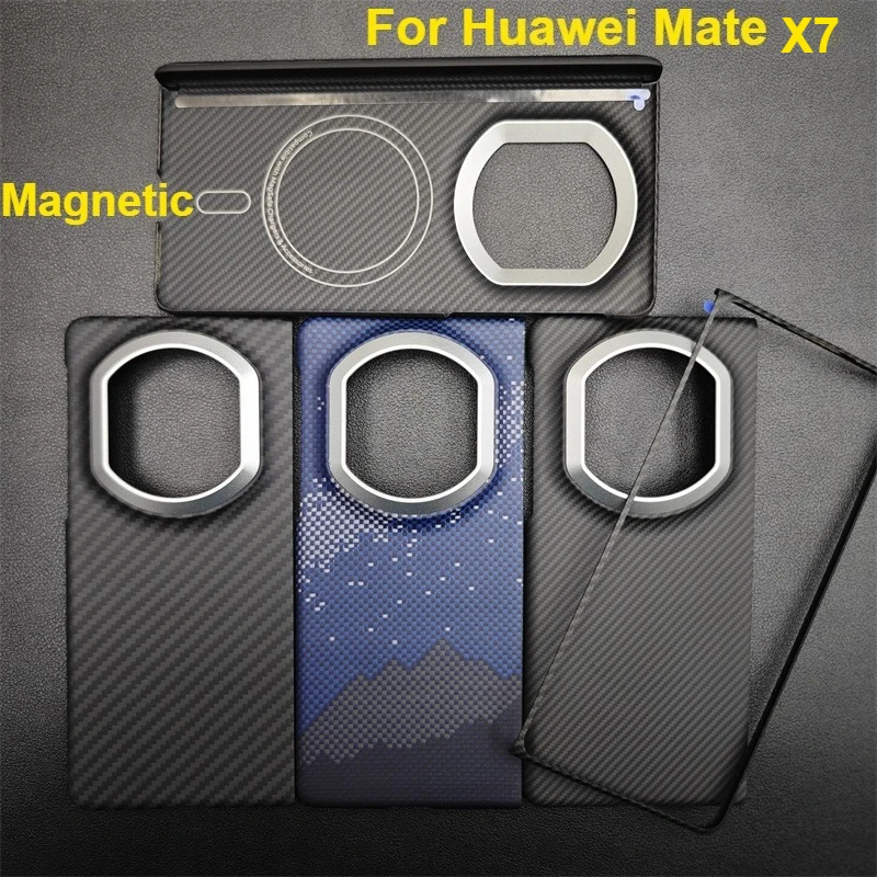 

Магнитный чехол для Huawei Mate X7, арамидный чехол из углеродного волокна, складной чехол для телефона, ультратонкие чехлы из арамидного волокна, чехлы для мобильных телефонов