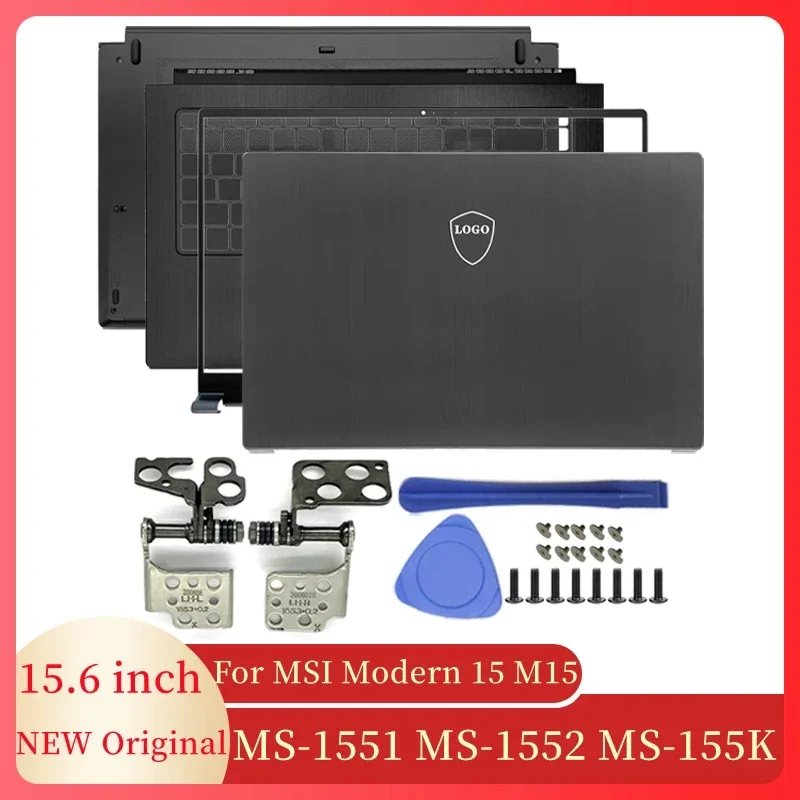 NEW Black Laptop Frame Case LCD Back Cover/Front Frame/Hinges/Palmrest/Bottom Case For MSI Modern 15 M15 MS-1551 MS-1552 155K