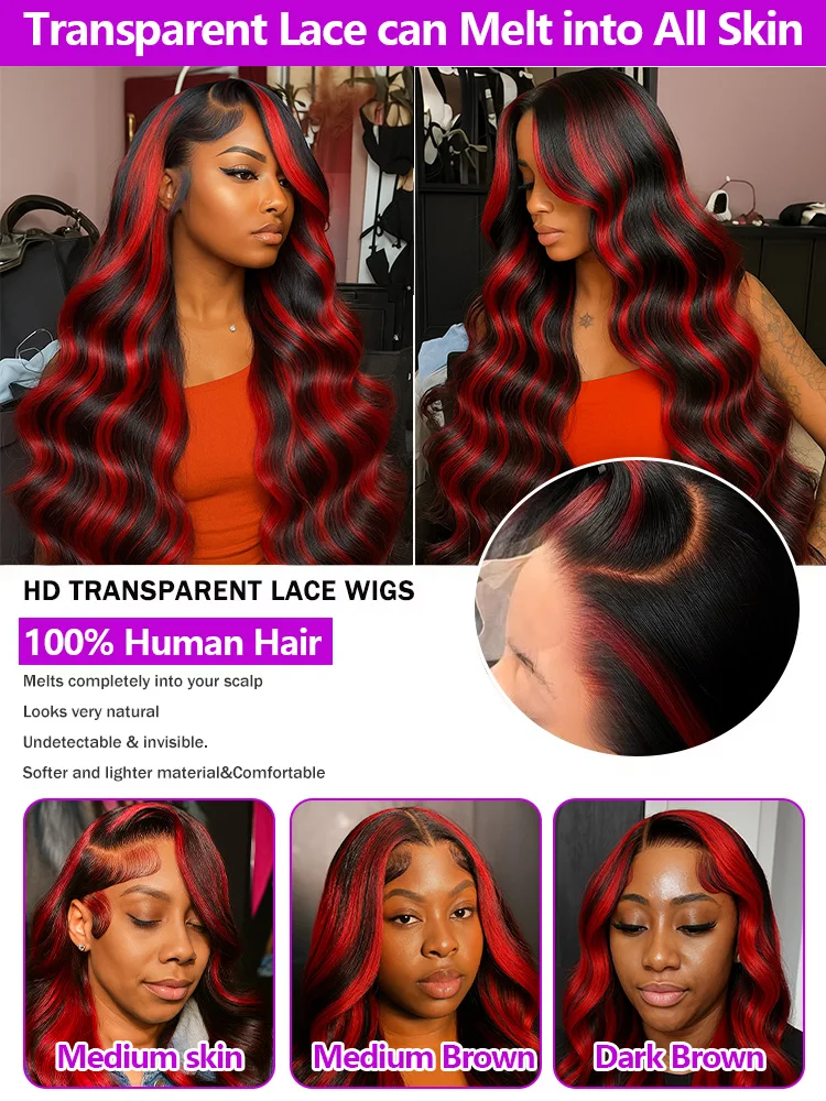 簡単インストール 1B/27/レッド 30 インチ事前摘み取られた人毛ウィッグ 5x5 レース閉鎖グルーレス実体波 200 密度初心者に優しい