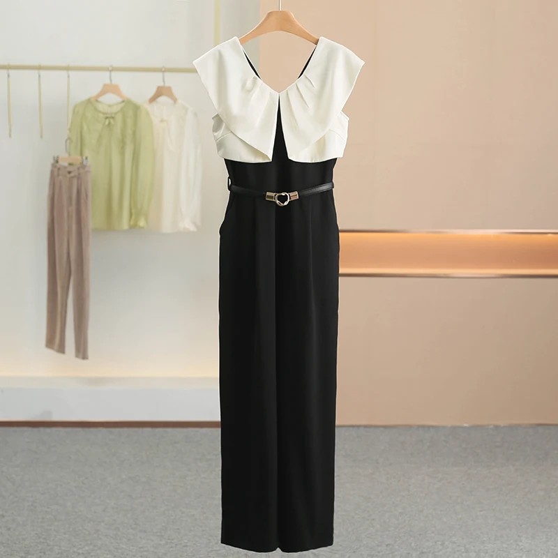 

Hanging Zhou Synconized V-Ne Svel Color Blo Personali Jumpsuit Summer New Women's Clothing High Waist Long Pants