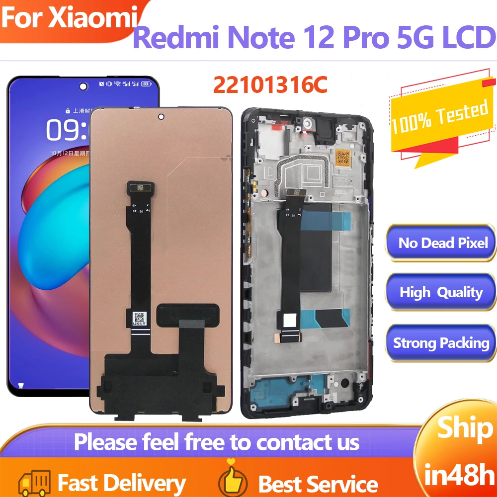 

Original For Xiaomi Redmi Note 12 Pro 5G 22101316C 22101316I LCD Display With Frame 6.67" Redmi Note12 Pro 5G Display LCD Screen