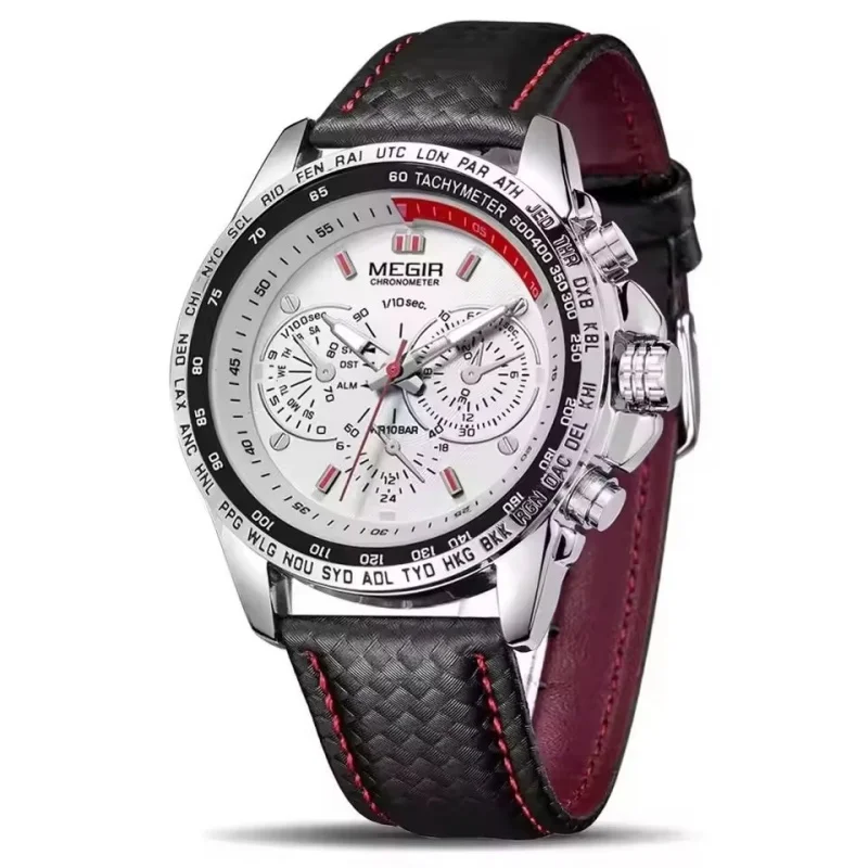 MEGIR 1010 Popular Men's Quartz Watch Original Luxury Fashion Brand Leather Strap Sports Clock Business Men's Casual Watch Gift
