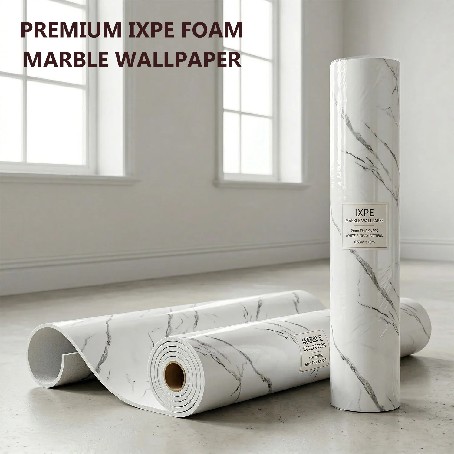 

40X300CM 1Roll Waterproof Oil-proof Thickened IXPE Wall sticker Marble Wall Tiles Self Adhesive for Bathroom Kitchen Living Room