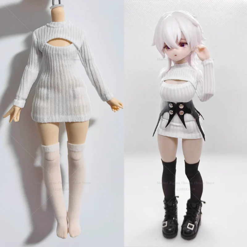 

Женская одежда в масштабе 1/12, несколько цветов, модное трикотажное платье в грубую полоску для RomankeyxCOWL, 6-дюймовая экшн-фигурка солдата