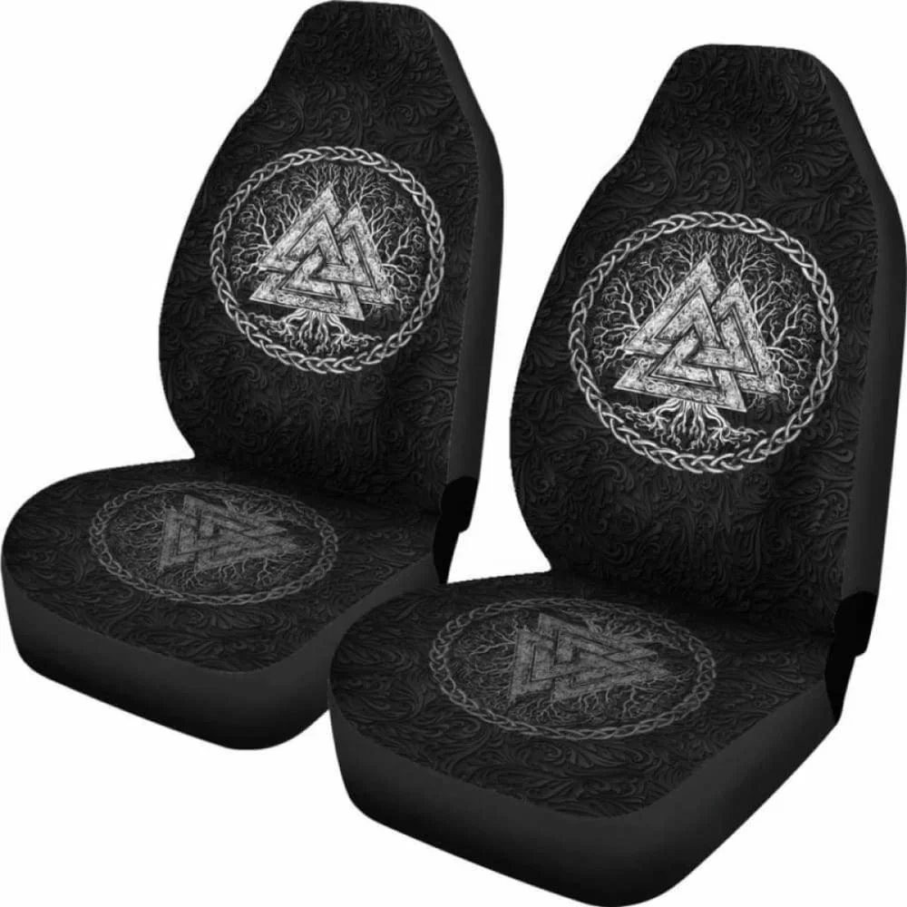 Viking Valknut Árvore da Vida Capas do assento de carro, Universal Frente Seat Capa Protetora, Pacote de 2