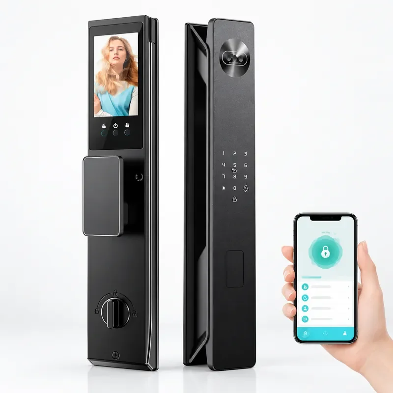 Automatic Facial Recognition Fingerprint Password Smart Door Lock Home Anti Theft Security with Visual Cat Eye Camera