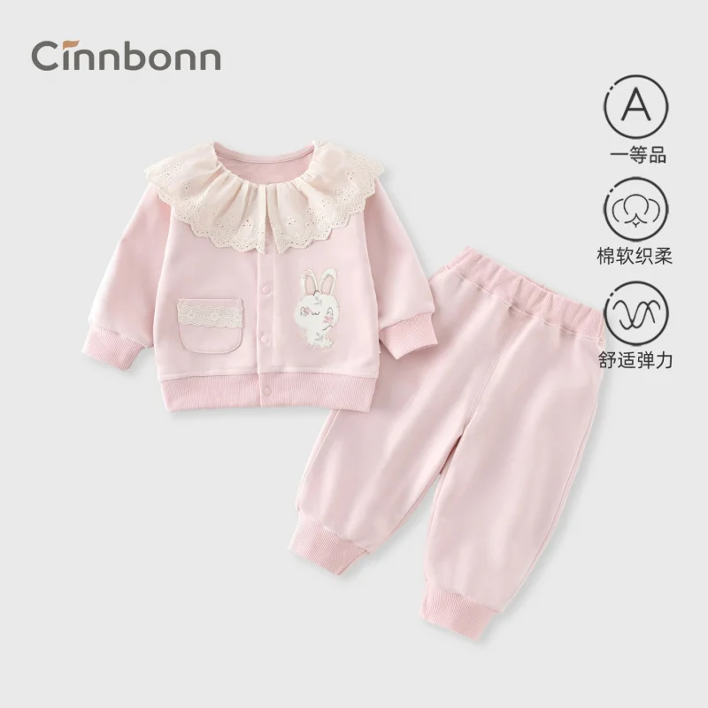 

Chengbao Baby Girl Two-Piece Outfit for Outgoing Wear, Spring and Autumn Infant Set, Super Cute Sweatshirt and Sweatpants Set