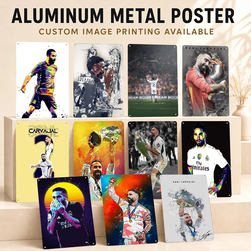 Dani Carvajal Aluminum Posters Personalized Metal Tin Sign Premium Bold Soccer Icon Wall Art For Bedroom Study And Matchday Fans